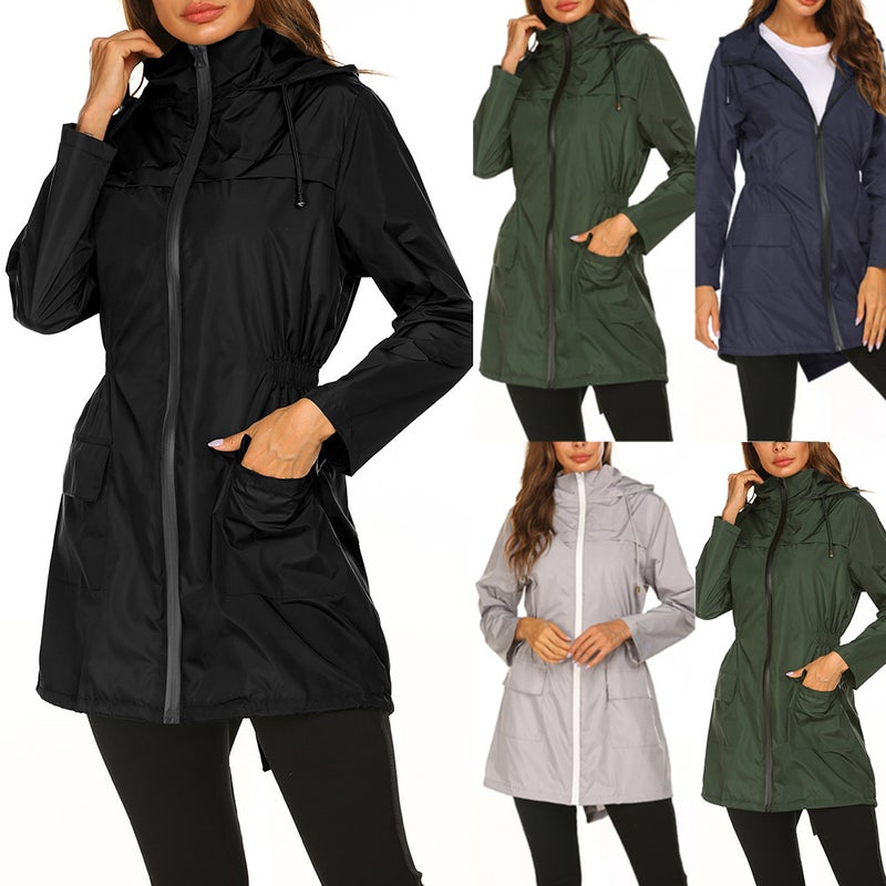 Women'S New Outdoor Assault Clothing Waist Hooded Light Rainproof Clothing Raincoat Coat Coat - Image 2
